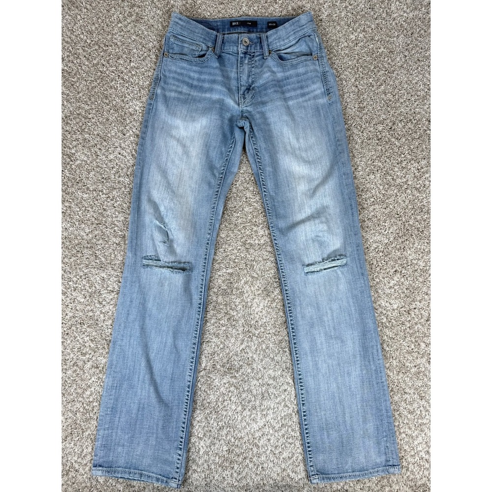 BKE Jake Jeans Mens 30x36‎ Light Wash Distressed Cotton Blend Straight